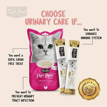 Kit Cat® Purr Purées® PLUS+ Urinary Care with Chicken & Cranberry Cat Treat 4 x 15gm