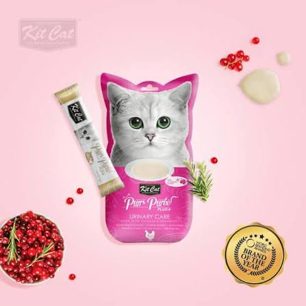 Kit Cat® Purr Purées® PLUS+ Urinary Care with Chicken & Cranberry Cat Treat 4 x 15gm