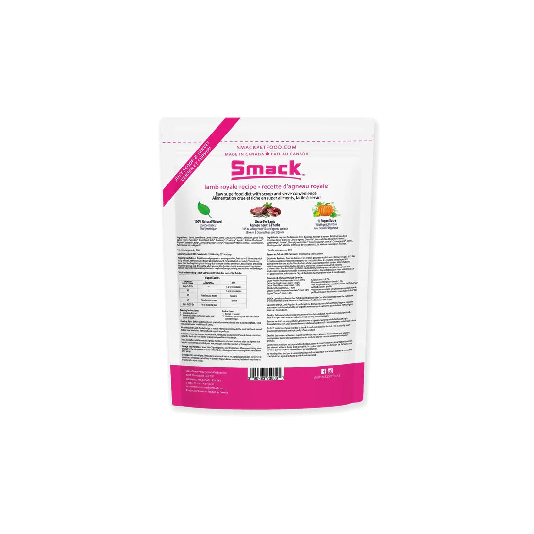Smack🍁 Lamb Royale Raw Dehydrated Super Food for Cats 250g