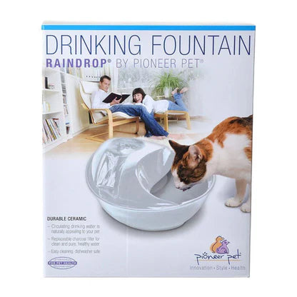 Pioneer Pet Raindrop White Ceramic Water Fountain