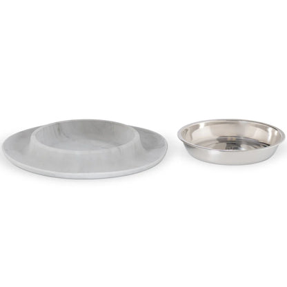 Messy Cats Marble Silicone Feeder w/ Stainless Steel Bowl 1.75cups