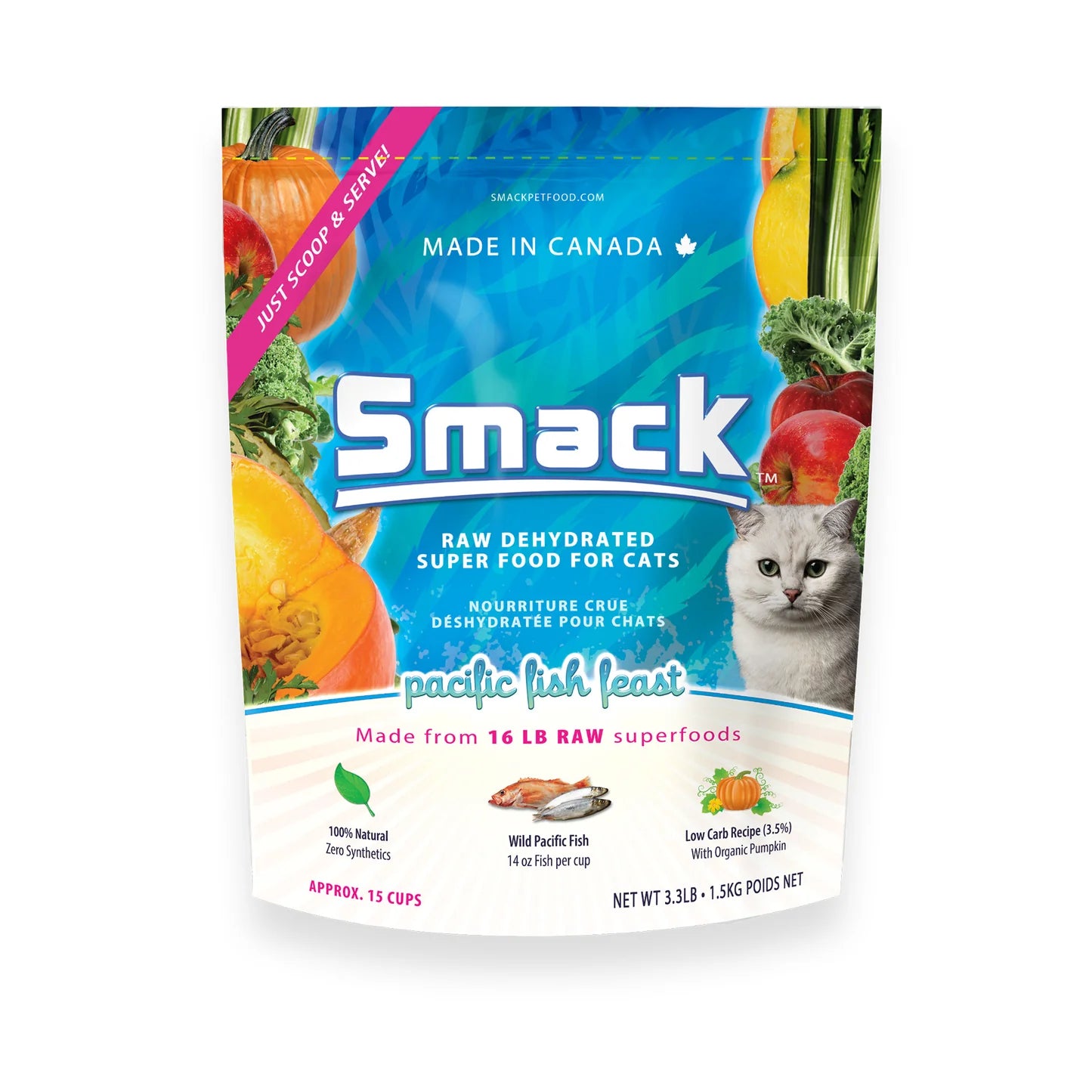 Smack 🍁Pacific Fish Feast Raw Dehydrated Super Food for Cats 250g
