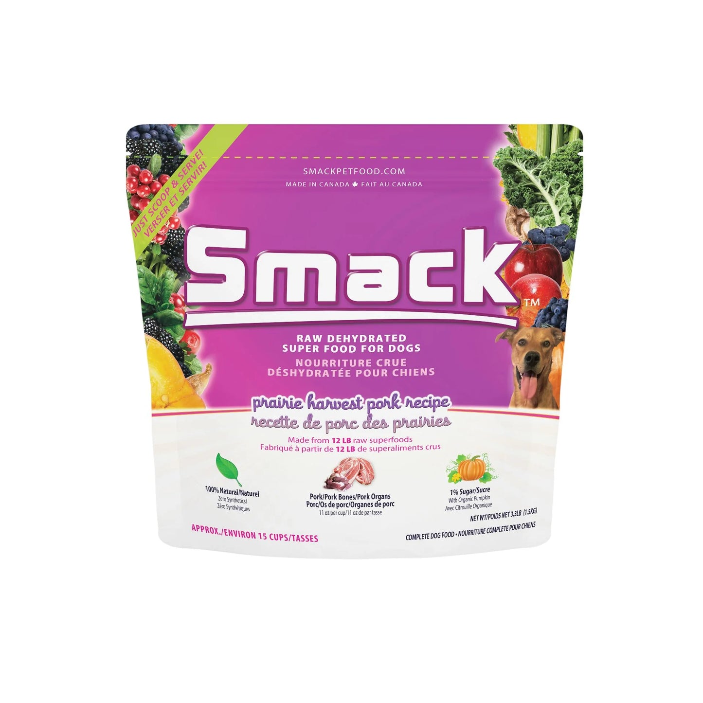 Smack 🍁Prairie Harvest Pork Raw Dehydrated Super Food for Dogs
