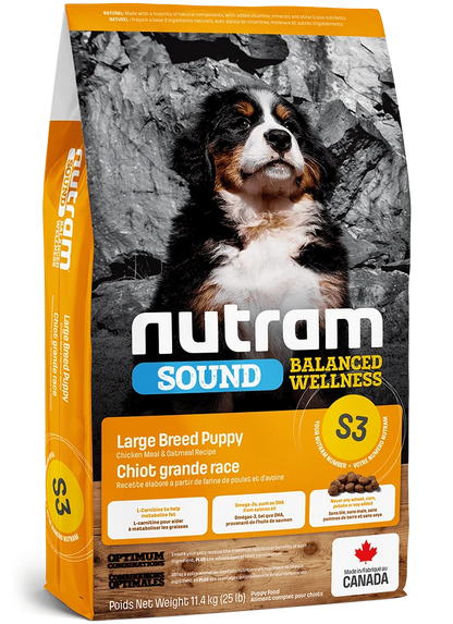 Nutram 🍁Sound (S3) Puppy Large Breed, Chicken and Oats Dog 25lbs