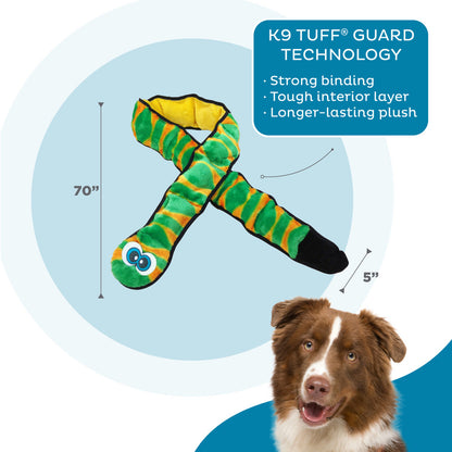 Outward Hound Durablez 38" Green 6 Squeaker Snake