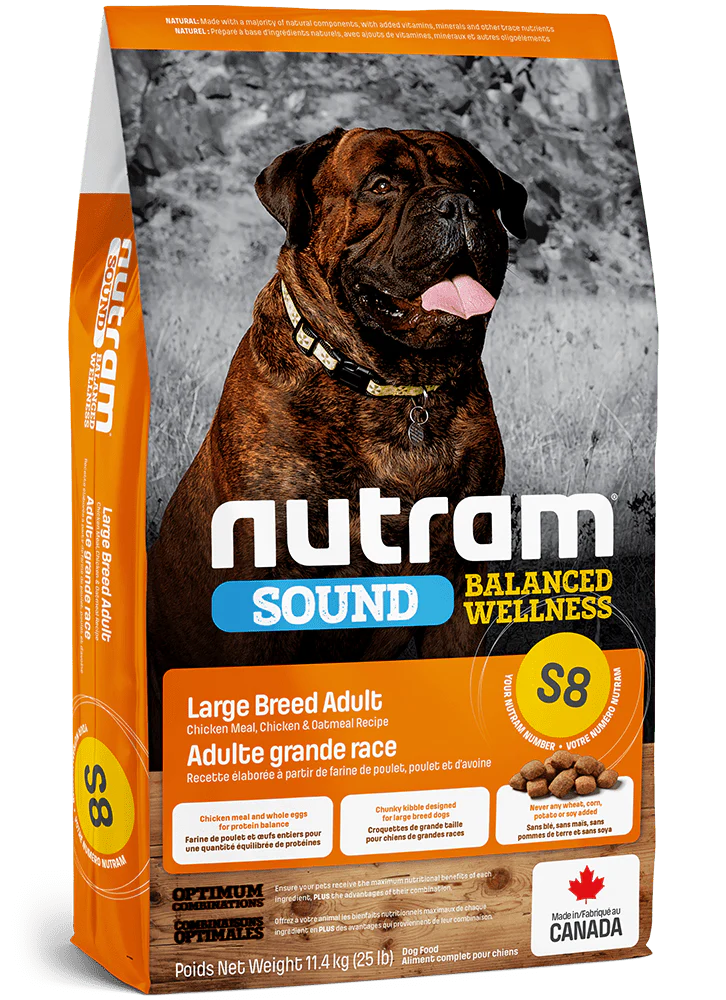 Nutram 🍁Sound (S8) Large Breed, Chicken and Oats Dog 25lbs