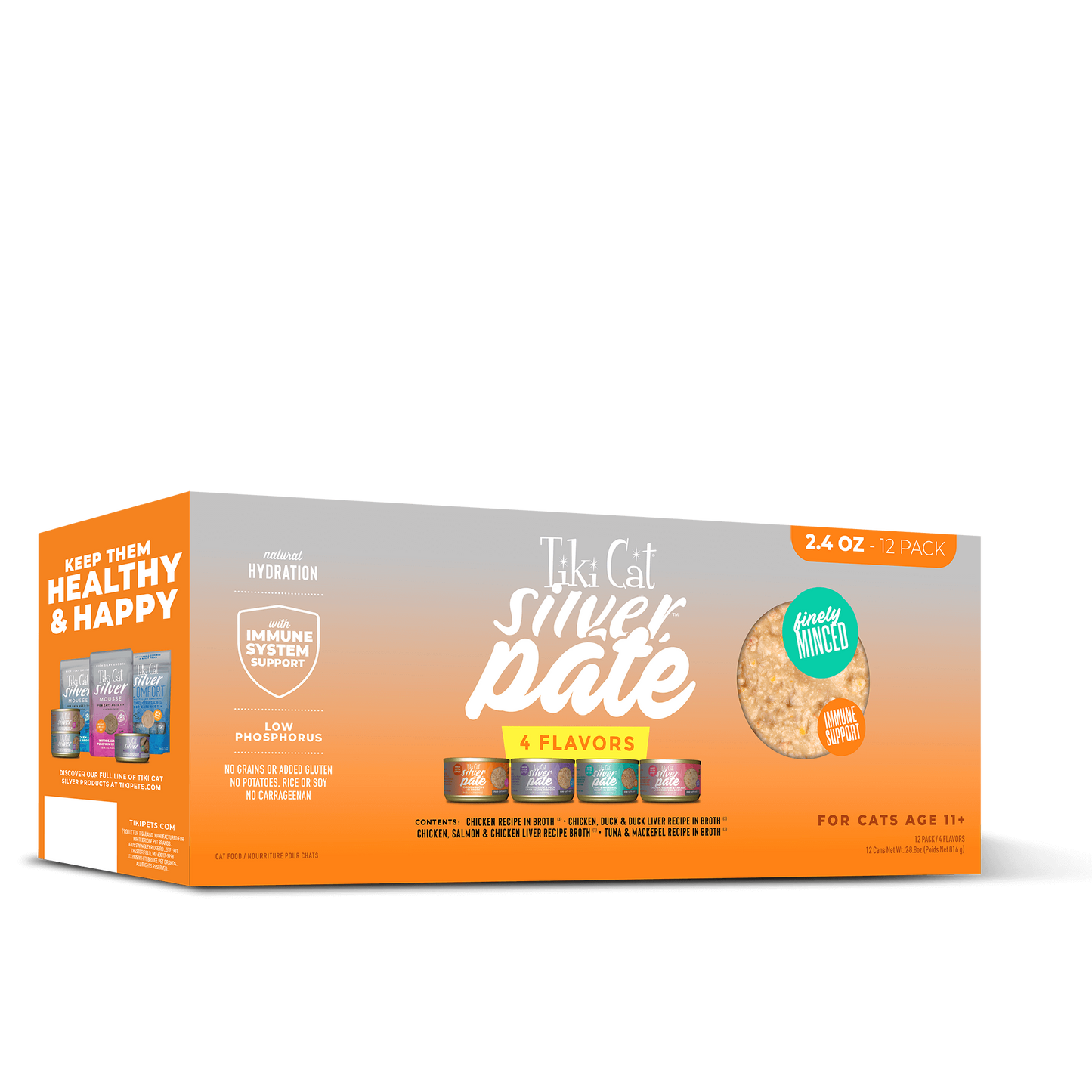 Tiki Cat Silver Pate Cat Food Variety Pack - 12 x 2.4oz cans