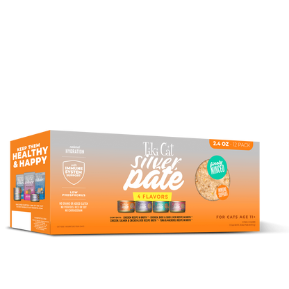 Tiki Cat Silver Pate Cat Food Variety Pack - 12 x 2.4oz cans