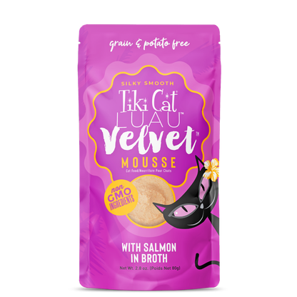 Tiki Cat Velvet Salmon Mousse in Broth Cat Food 2.8oz