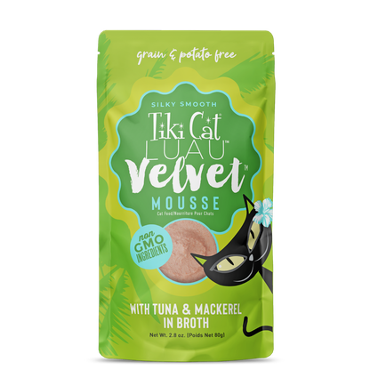Tiki Cat Velvet Tuna & Mackerel Mousse in Broth Cat Food 2.8oz